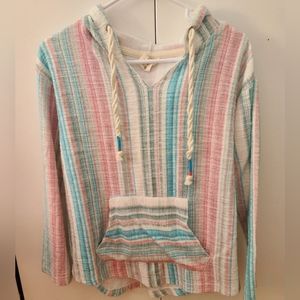 Striped Pastel Hooded Pullover Sweatshirt